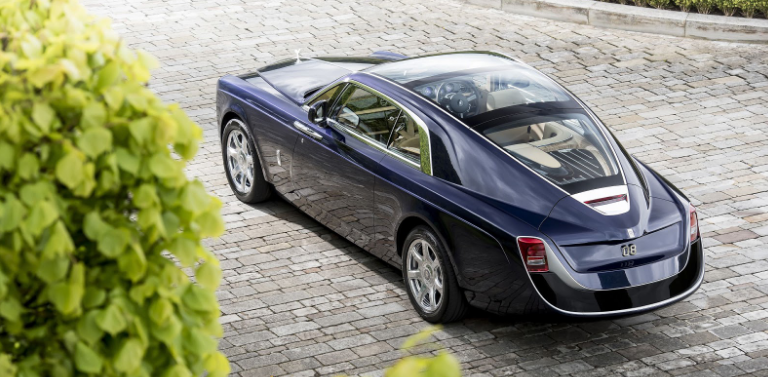 Rolls-royce sweptail expensive luxury car in blue